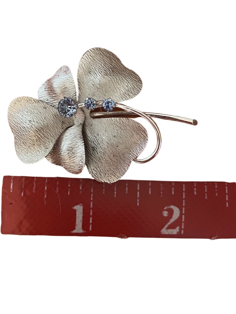 CARL ART Vintage Sterling Silver Rhinestone Clover Brooch Earrings Set Blue - Picture 5 of 9